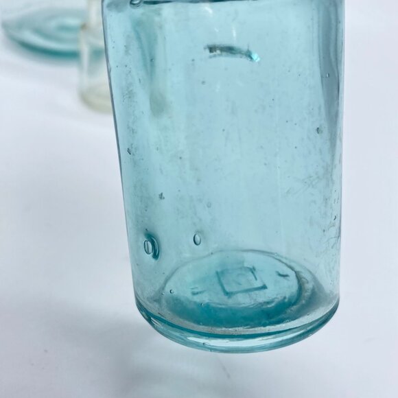 Vintage Lot of 3 Mellin's Food Jar Variety Glass Aqua Blue Clear 1 UV Reactive - Picture 10 of 16